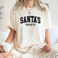 Varsity Lettering Christmas T-Shirt, Santa's Favorite T-Shirt, Retro Holiday Graphic Tee, Festive Santa Christmas Graphic T-Shirt