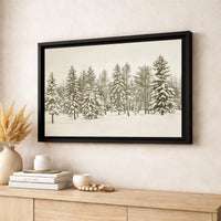 Snowy Pine Trees Landscape Scenery, Winter Forest Canvas Wall Art Print, Serene Christmas Nature Decor, Digital Download