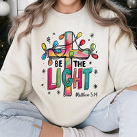 Matthew 5:14 Bible Verse Crewneck, Be the Light Sweatshirt, Christian Christmas Shirt, Religious Faith Pullover, Bible Quote Holiday Sweater