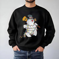 Holiday Lights Christmas Sweater, Snowman Christmas Sweatshirt, Adorable Holiday Crewneck, Festive Winter Sweatshirt, Christmas Present for Family