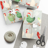 Farmhouse Poultry Gift Wrap, Christmas Chicken Wrapping Paper, Adorable Hen Holiday Wrapping Paper, Farm Animal Gift Wrap
