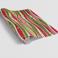 Christmas Swirl Gift Wrap Roll, Peppermint Candy Cane Wrapping Paper, Festive Red and White Holiday Present Paper for Xmas Presents