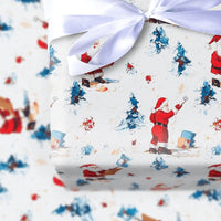 Artistic Painting Santa Gift Wrap, Painterly Santa Claus Christmas Wrapping Paper, Snowy Winter Santa Wrapping Paper, Holiday Wrapping Paper