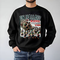 Santa Mallard Sleigh Sweater, Duck Hunting Christmas Sweatshirt, Humorous Duck Hunter Crewneck, Outdoor Holiday Pullover, Xmas Present for Hunter