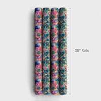 Coastal Palm Tree Gift Wrap, Tropical Christmas Wrapping Paper, Vibrant Cityscape Wrapping Paper, Warm Holiday Present Gift Wrap
