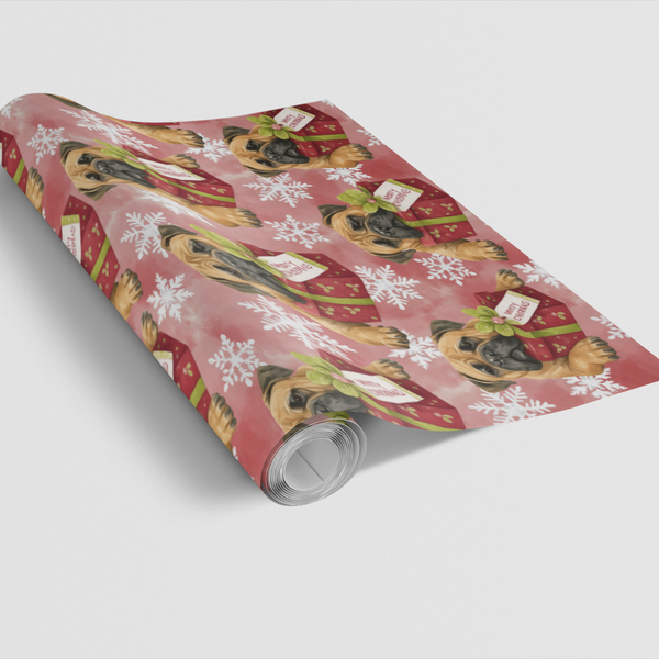 Adorable Puppy Holiday Gift Wrap Roll, Bullmastiff Christmas Wrapping Paper, Winter Dog Breed Wrapping Paper, Pet Lover Xmas 