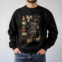 Nativity Scene Doodle Crewneck, Glory to the Newborn King Sweatshirt, Religious Christmas Faith Sweater, Christian Holiday Pullover Present