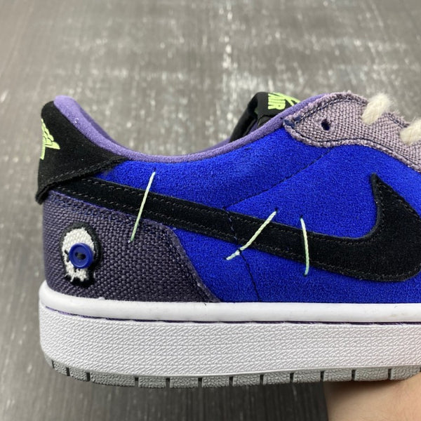 Low Top Sneakers, Royal Blue Black Purple Colorway, Lace Up Design, Casual Gift for Sneaker Fans
