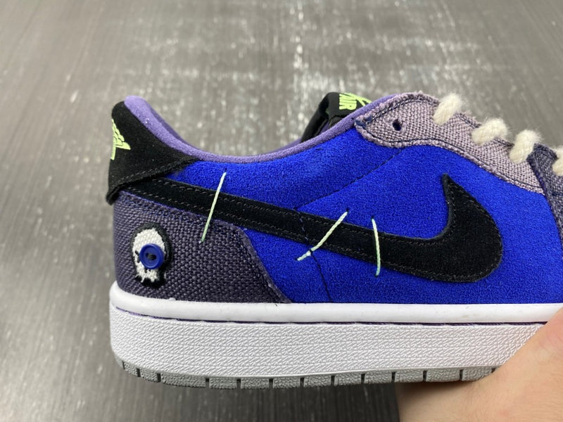Low Top Sneakers, Royal Blue Black Purple Colorway, Lace Up Design, Casual Gift for Sneaker Fans