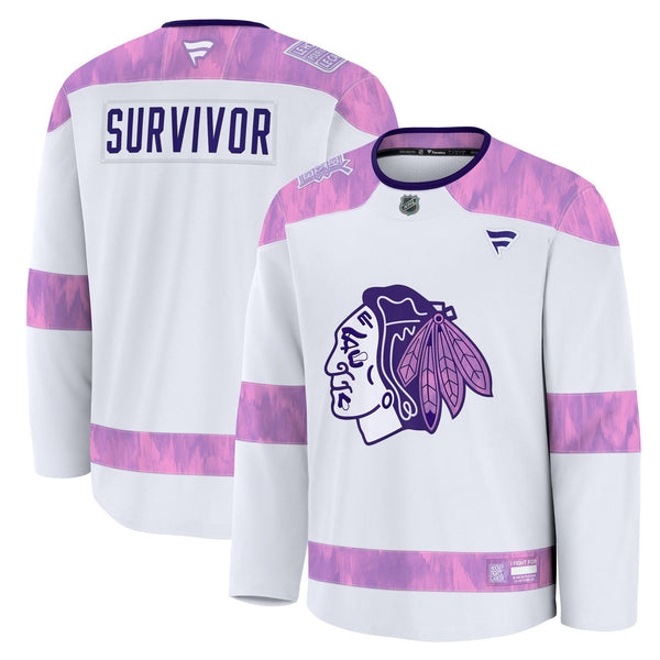 Chicago Blackhawks White Hockey Fights Cancer Survivor Practice Jersey
