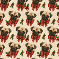 Santa Hat Holiday Dog Gift Wrap, Pug Christmas Wrapping Paper, Adorable Pug Puppy Present Wrap Roll, Humorous Pet Lover Xmas Wrapping Paper