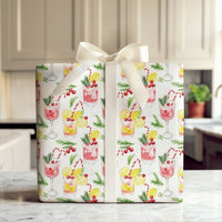 Festive Holiday Drink Gift Wrap, Christmas Cocktail Wrapping Paper, Watercolor Winter Cocktail Wrapping Paper, Xmas Party Gift Wrap Roll