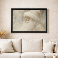 Snowy Forest Christmas Canvas Print, Vintage Santa Claus Wall Art, Neutral Holiday Wall Art, Winter Canvas Decor, Digital Download Art