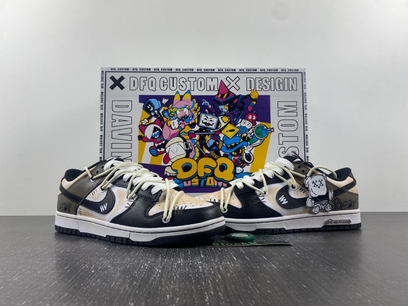 Low Top Sneakers, White Black Brown Colorway, Lace Up Design, Casual Gift for Sneaker Fans