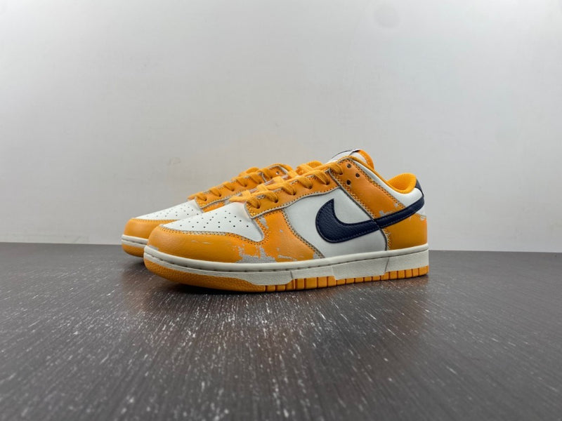 Distressed Low Top Sneakers, Blue White Yellow Colorway, Lace Up Design, Distressed Finish, Casual Gift for Sneaker Fans