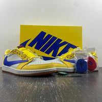 Low Top Sneakers, Blue White Yellow Colorway, Reverse Hook Design, Lace Up Design, Casual Gift for Sneaker Fans