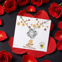 Sparkling CZ Crystal Love Knot Necklace, Romantic Love Knot Necklace, Gold Finish Pendant Necklace, Christmas Anniversary Present for Her