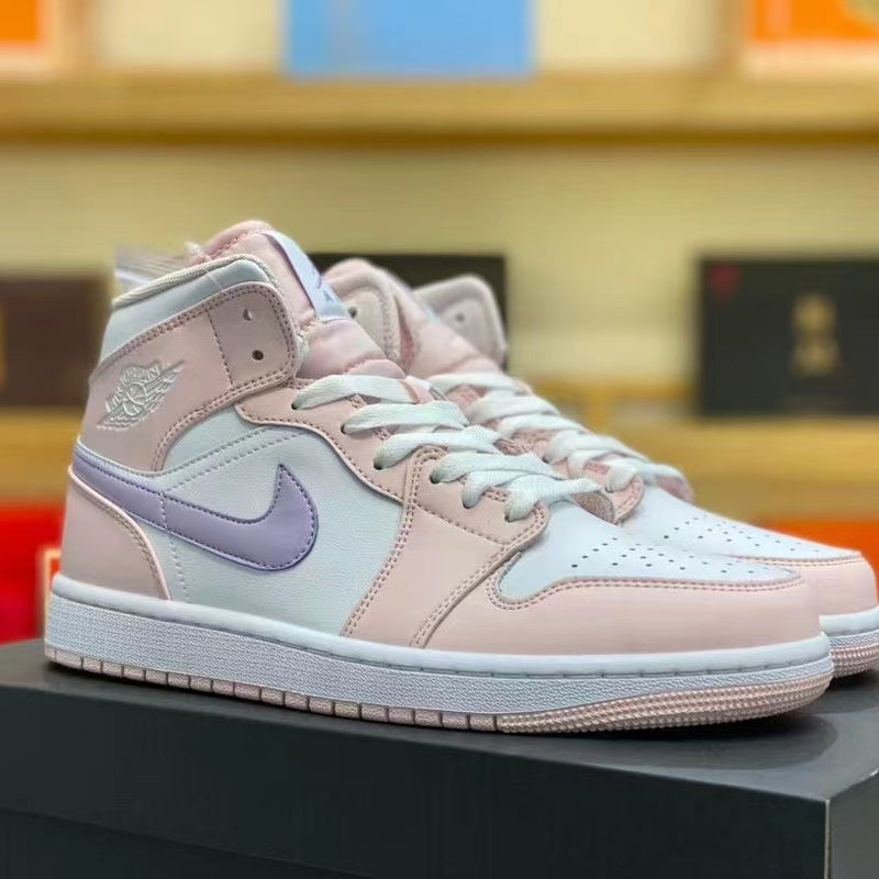 Mid Top Sneakers, Purple Pink Colorway, Lace Up Design, Casual Gift for Sneaker Fans