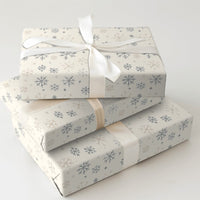 Neutral Winter Gift Wrap, Muted Snowflake Wrapping Paper, Minimalist Blue Beige Wrapping Paper, Elegant Christmas Holiday Wrapping Paper