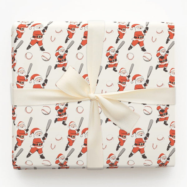 Sports Christmas Gift Wrap, Baseball Santa Wrapping Paper, Baseball Holiday Wrapping Paper, Santa Claus Athletic Wrapping Pap