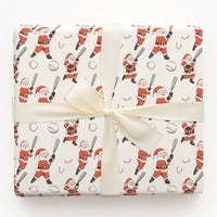 Sports Christmas Gift Wrap, Baseball Santa Wrapping Paper, Baseball Holiday Wrapping Paper, Santa Claus Athletic Wrapping Paper, Fan Present