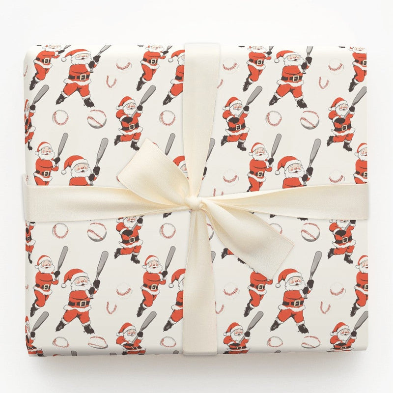 Sports Christmas Gift Wrap, Baseball Santa Wrapping Paper, Baseball Holiday Wrapping Paper, Santa Claus Athletic Wrapping Paper, Fan Present