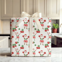 Humorous Holiday Cheer Gift Wrap, Cheerleading Santa Wrapping Paper, Pom Pom Santa Claus Wrapping Paper, Adorable Christmas Present Wrapping Paper