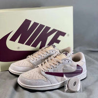 Basketball Shoes, White Burgundy Colorway, Reverse Hook Design, Lace Up Design, Casual Gift for Shoe Lovers