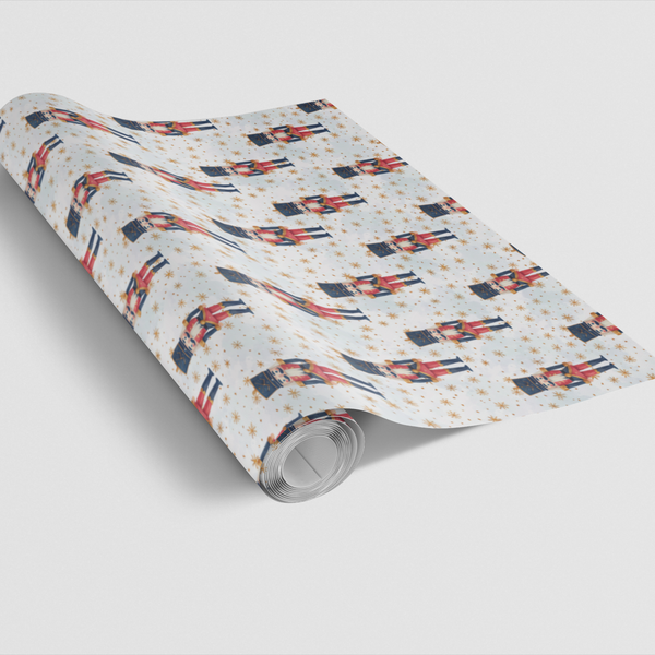 Holiday Season Festive Wrapping Paper, Nutcracker Christmas Gift Wrap Paper, Winter Wonderland Present Paper Roll for Xmas Pr