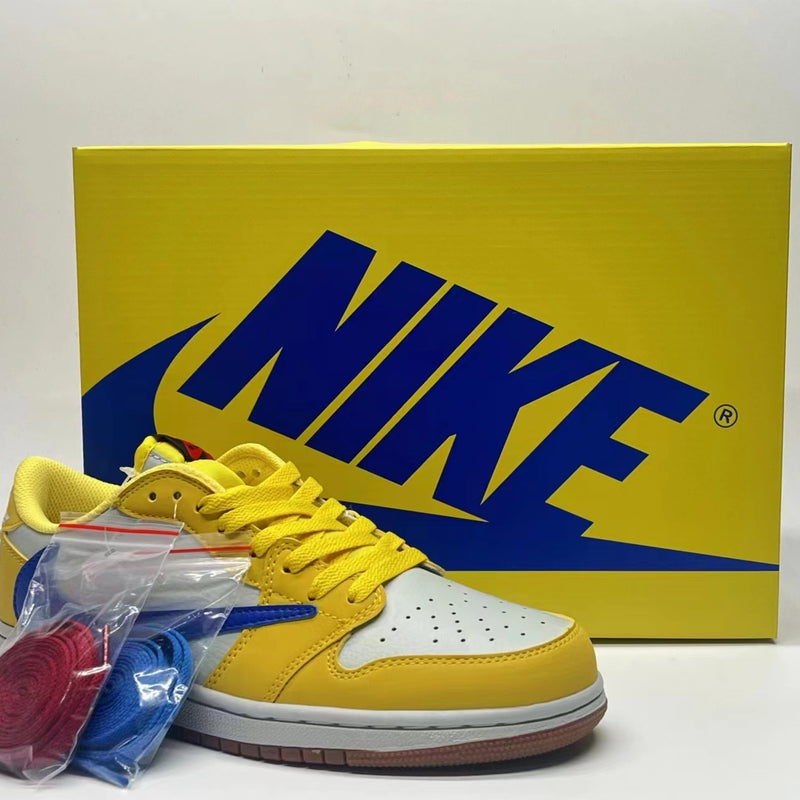 Low Top Sneakers, White Yellow Colorway, Reverse Hook Design, Lace Up Design, Casual Gift for Sneaker Fans