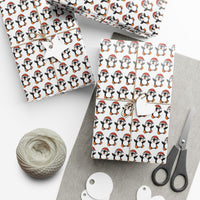 Festive Winter Penguin Gift Wrap, Santa Hat Penguin Wrapping Paper, Christmas Penguin Wrapping Paper, Adorable Kids Holiday Gift Wrap