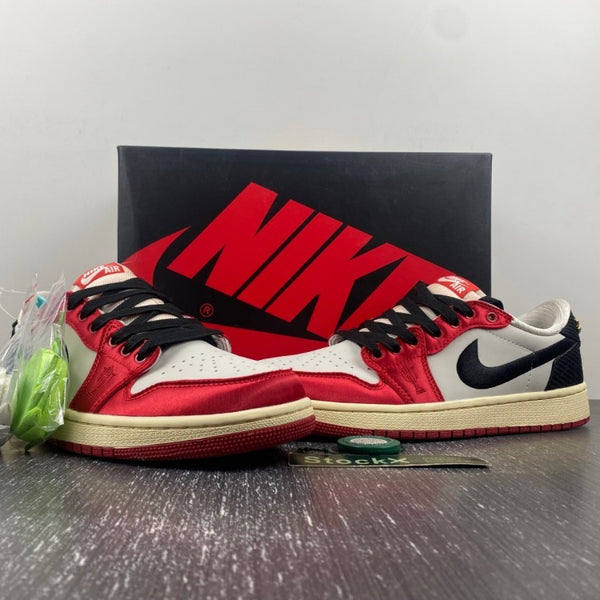 Low Top Sneakers, White Red Colorway, Lace Up Design, Casual Gift for Sneaker Fans