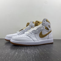 Retro High Top Sneakers, White Gold Colorway, Lace Up Design, Casual Gift for Sneaker Fans
