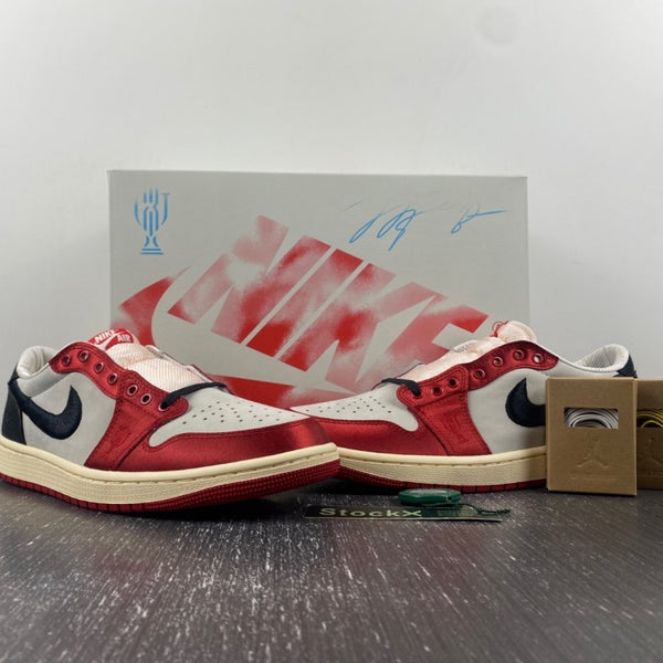 Low Top Sneakers, White Red Colorway, Lace Up Design, Casual Gift for Sneaker Fans