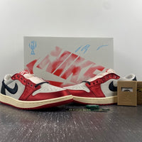 Low Top Sneakers, White Red Colorway, Lace Up Design, Casual Gift for Sneaker Fans