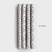 Christmas Holiday Gift Wrap, Rustic Red and Green Snowflake Wrapping Paper, Comfy Winter Wrapping Paper, Hand Drawn Xmas Gift Wrapping Paper