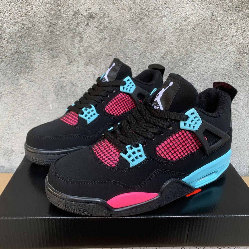 Mid Top Sneakers, Black Pink Blue Colorway, Lace Up Design, Casual Gift for Sneaker Fans