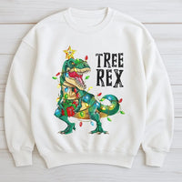 Humorous Dinosaur Christmas Sweatshirt, Tree Rex Christmas Sweatshirt, Adorable Dino Holiday Graphic Crewneck, Ugly Xmas Tree Rex Sweatshirt