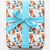 Festive Winter Dog Gift Wrap, Golden Retriever Christmas Wrapping Paper, Holiday Golden Retriever Wrapping Paper Roll, Xmas Dog Lover Wrap