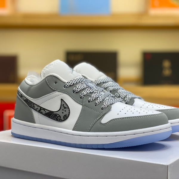 Low Top Sneakers, White Gray Colorway, Lace Up Design, Casual Gift for Sneaker Fans