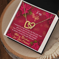 Christmas Necklace for Wife, Wife Interlocking Hearts Necklace, Romantic Holiday Heart Necklace, Double Heart Pendant Jewelry, Present for Her
