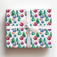 Groovy Holiday Gift Wrap Roll, Disco Ball Christmas Tree Wrapping Paper, Watercolor Pine Tree Present Paper, Fun Retro Winter Gift Wrapping