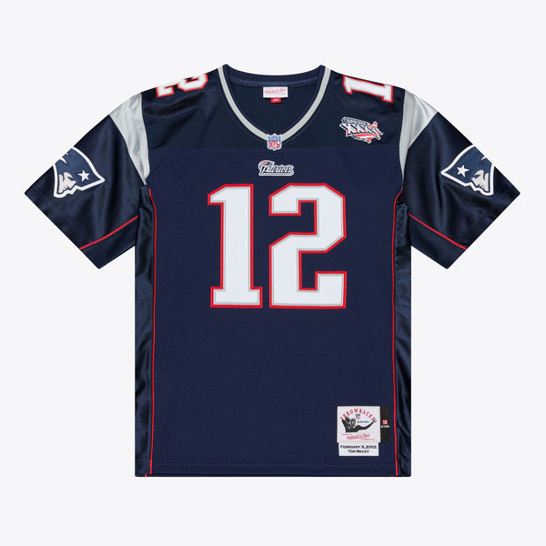 New England Patriots Tom Brady Navy Super Bowl XXXVI Authentic Throwback Jersey