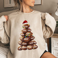 Santa Hat Football Game Day Sweater, Football Christmas Tree Sweatshirt, Humorous Holiday Sports Graphic Crewneck, Xmas Fan Pullover