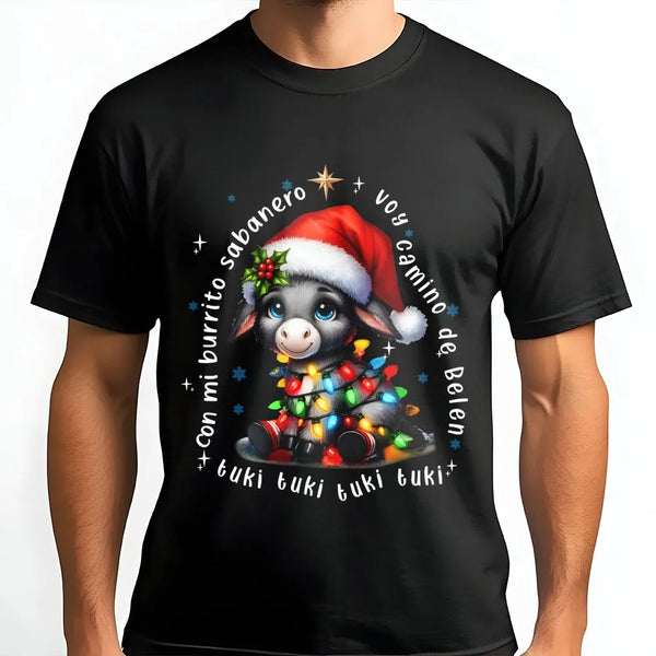 Adorable Christmas Donkey Shirt, Mi Burrito Sabanero T-Shirt, Latino Holiday Graphic Tee, Spanish Xmas Carol Tee, Villancicos
