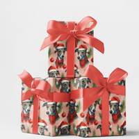 Santa Hat Dog Holiday Gift Wrap Roll, Whippet Christmas Wrapping Paper, Winter Sighthound Wrapping Paper, Elegant Dog Lover Present Wrap