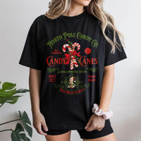 Retro Christmas Candy Cane Shirt, Vintage North Pole Candy Co T-Shirt, Festive Holiday Graphic Tee, Adorable Xmas Candy Lover T-Shirt Present