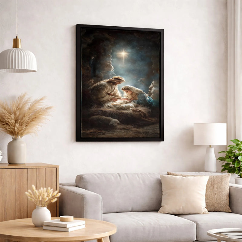 Holy Family Nativity Canvas Wall Art, Nativity Scene Canvas Print, Christmas Nativity Canvas Art, Religious Manger Wall Decor, Faith Present