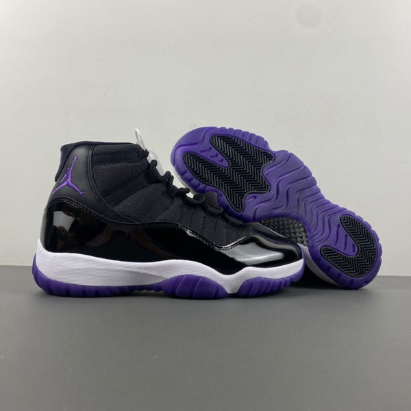 Retro High Top Sneakers, Black Purple Colorway, Leather Footwear, Lace Up Design, Casual Gift for Sneaker Fans