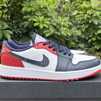 Low Top Golf Shoes, Blue White Red Colorway, Lace Up Design, Casual Gift for Shoe Lovers